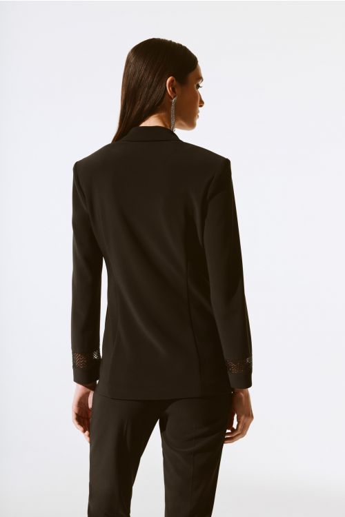 Joseph Ribkoff Black Blazer with Mesh & Rhinestone Detailing Style 243752