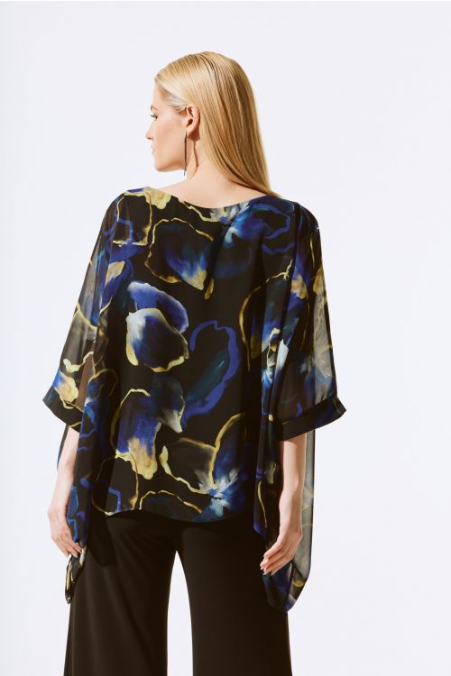 Joseph Ribkoff Black/Multi Floral Print Poncho Top Style 243787