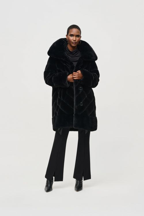 Joseph Ribkoff Black Reversible Faux Fur Coat Style 243904