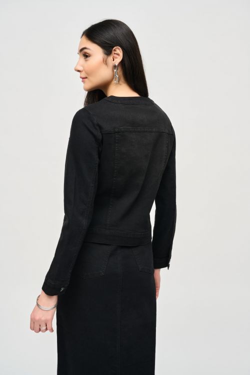 Joseph Ribkoff Black Fitted Denim Jacket Style 243935