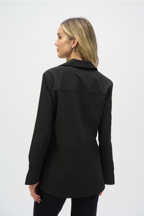 Joseph Ribkoff Black Button-Down Blouse With Pockets Style 243958