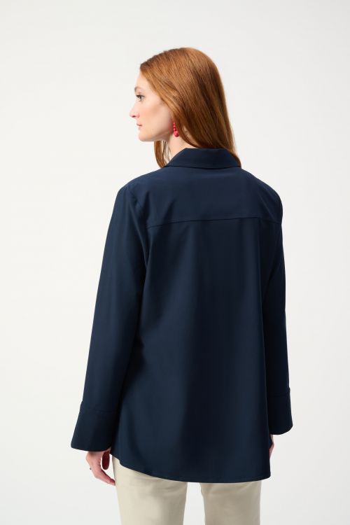 Joseph Ribkoff Midnight Blue Button-Down Blouse With Pockets Style 243958