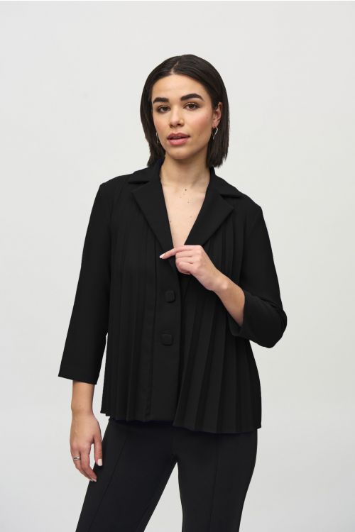 Joseph Ribkoff Black Pleated Trapeze Jacket Style 244011