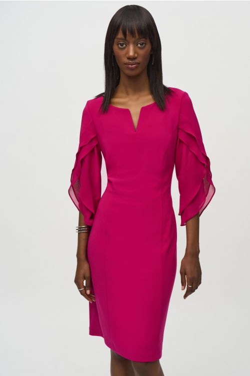 Joseph Ribkoff Rich Berry V- Neckline Sheath Dress Style 244014