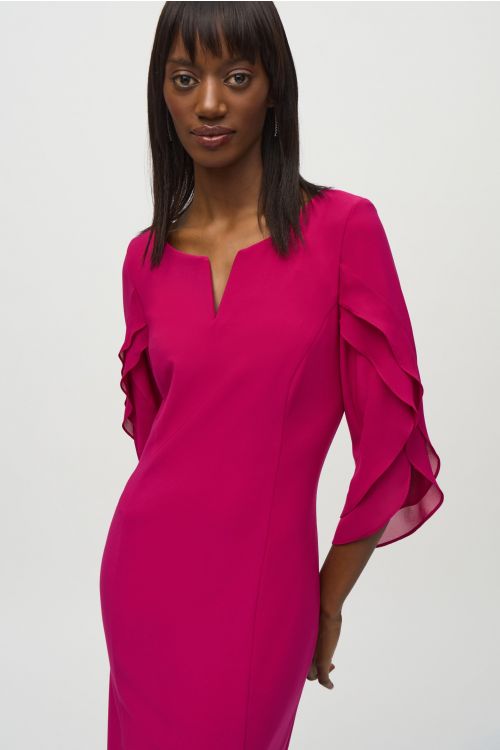 Joseph Ribkoff Rich Berry V- Neckline Sheath Dress Style 244014