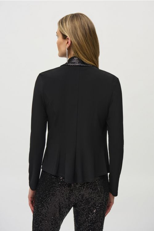 Joseph Ribkoff Black Silky Knit And Sequins Cover Up Style 244050