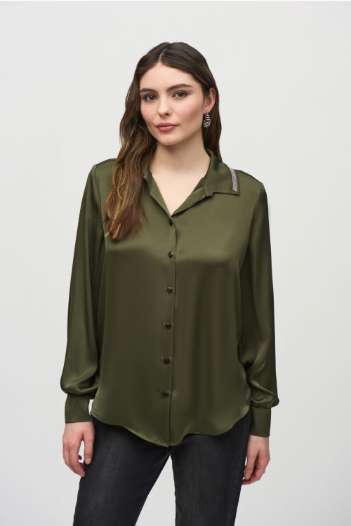 Joseph Ribkoff Iguana Satin Straight Blouse Style 244101