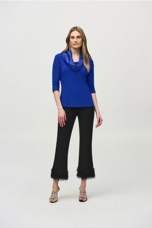 Joseph Ribkoff Royal Sapphire Cowl Neck Fitted Top Style 244106