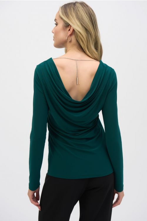 Joseph Ribkoff Absolute Green Top With Back Chain Detail Style 244113