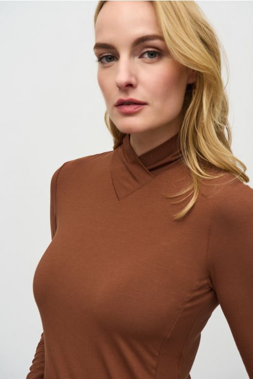 Joseph Ribkoff Chestnut Fitted Turtleneck Tunic Style 244164