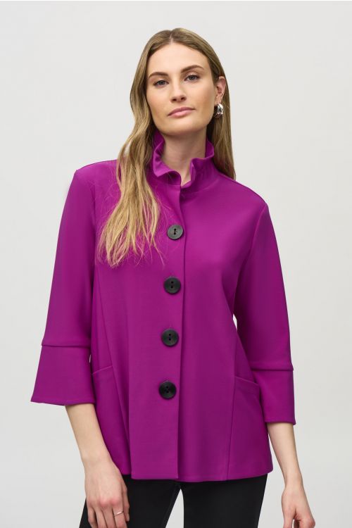 Joseph Ribkoff Empress Shirred Collar Trapeze Jacket Style 244196