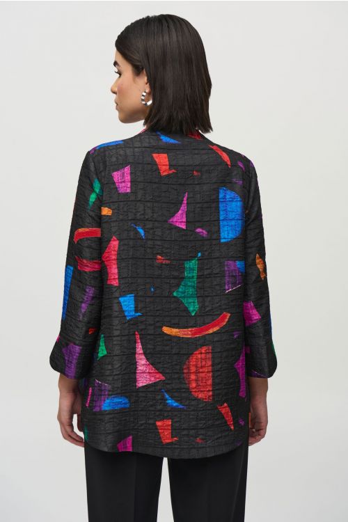 Joseph Ribkoff Black/Multi Abstract Print Trapeze Jacket Style 244230