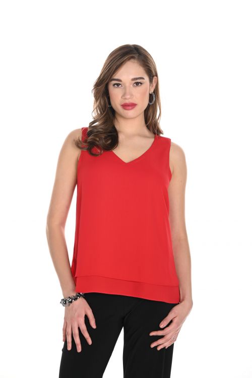 Frank Lyman Tomato Sleeveless Layered Top Style 244252