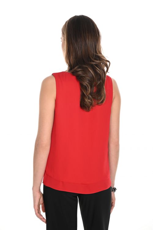 Frank Lyman Tomato Sleeveless Layered Top Style 244252