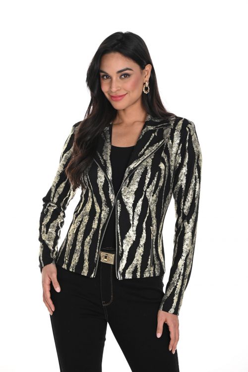 Frank Lyman Black/Gold Jacket with Front Hook Closure Style 244297