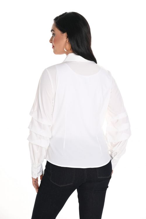 Frank Lyman Off-White Button-Down Fitted Blouse Style 244608U