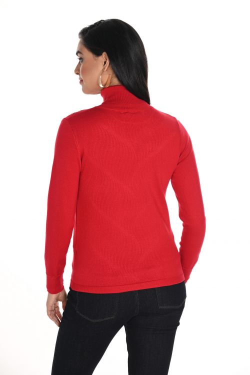 Frank Lyman Red High Neck Abstract Sweater Top Style 244653U