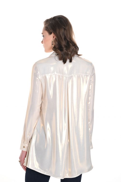 Frank Lyman Light Gold High-Low Blouse Style 244659U