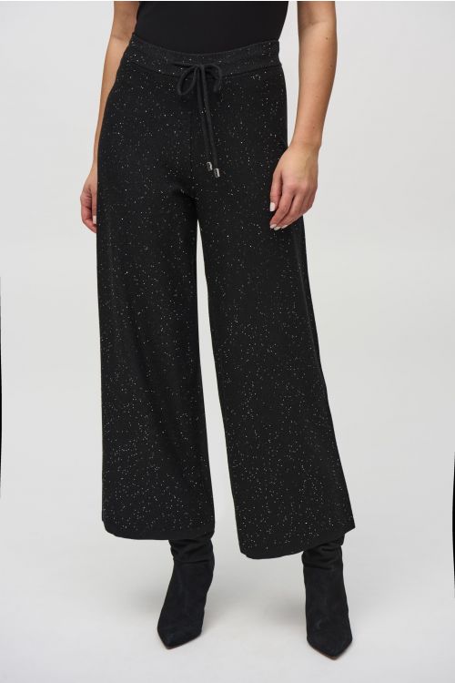 Joseph Ribkoff Black Sequin Culotte Pants Style 244922