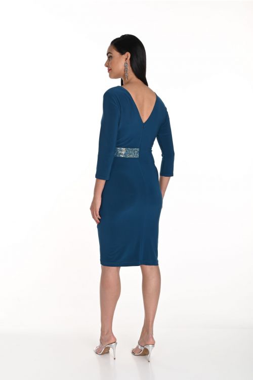 Frank Lyman Dark Teal Wrap Dress Style 249015