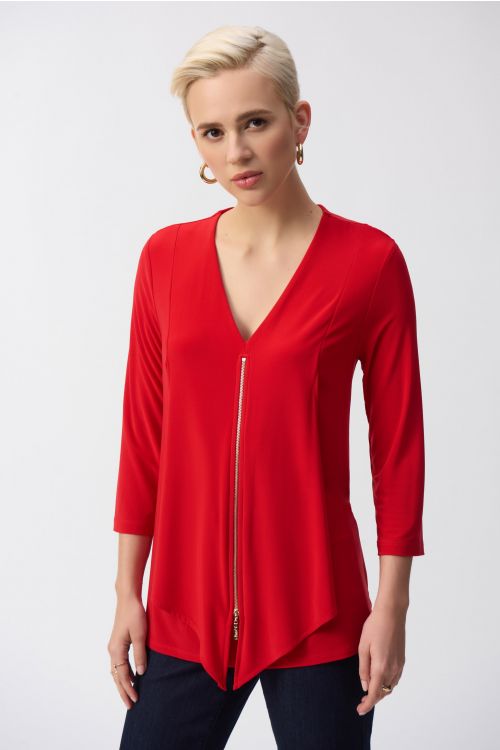 Joseph Ribkoff Radiant Red Flared Layered Top Style 251041