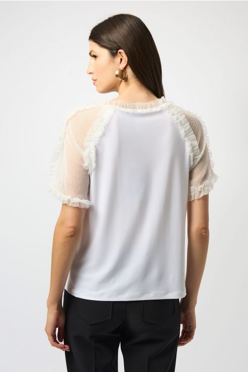 Joseph Ribkoff Vanilla Silky Knit And Mesh Top Style 251054