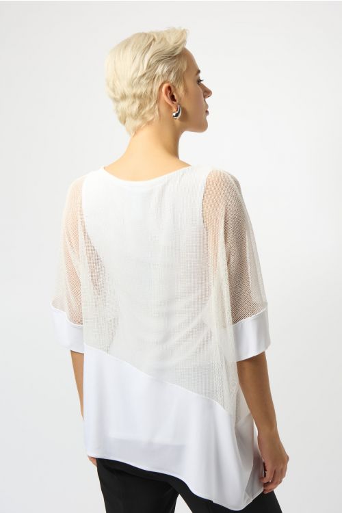 Joseph Ribkoff Vanilla Mesh And Silky Knit Cocoon Top Style 251092