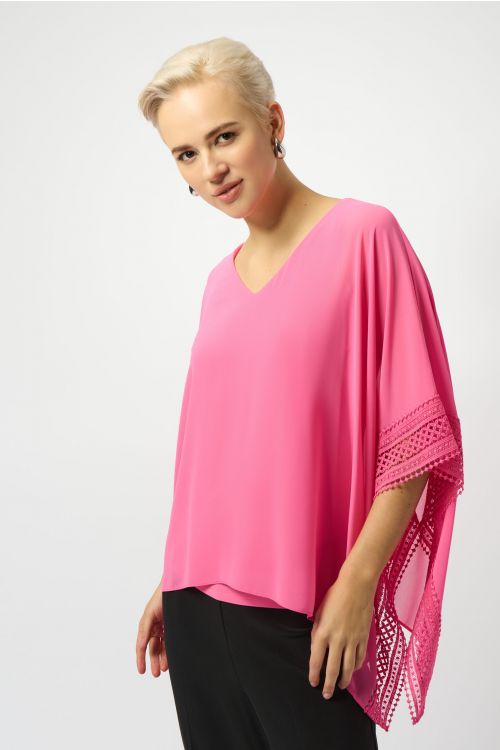 Joseph Ribkoff Bubble Gum Chiffon Poncho Top Style 251095