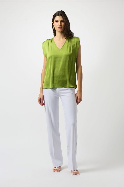 Joseph Ribkoff Greenery Hammered Satin Straight Top Style 251130