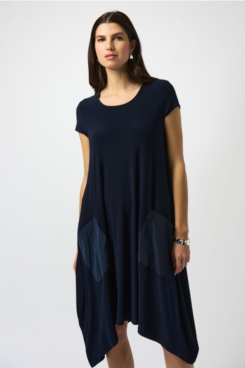 Joseph Ribkoff Midnight Blue Silky Knit Cocoon Dress Style 251146