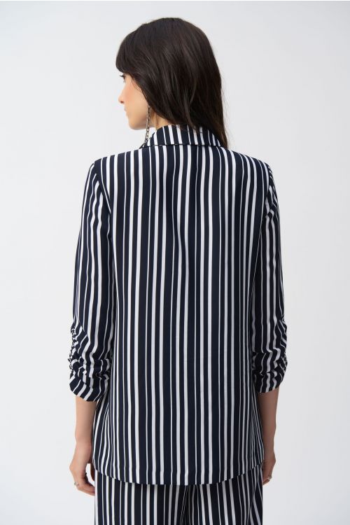 Joseph Ribkoff Midnight Blue Stripe Print Boxy Blazer Style 251155