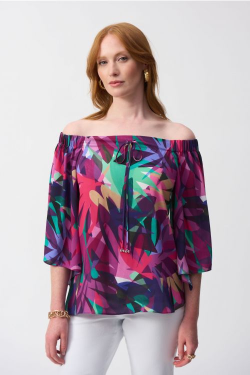 Joseph Ribkoff Multi Tropical Print Boxy Top Style 251179