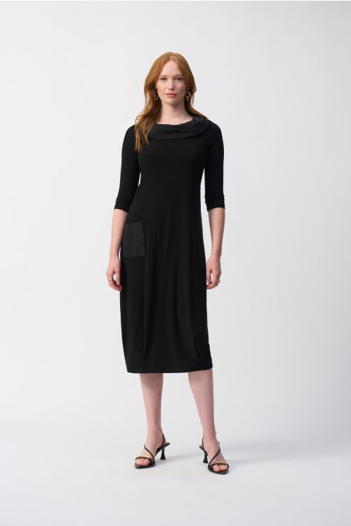 Joseph Ribkoff Black Silky Knit Cocoon Dress Style 251198