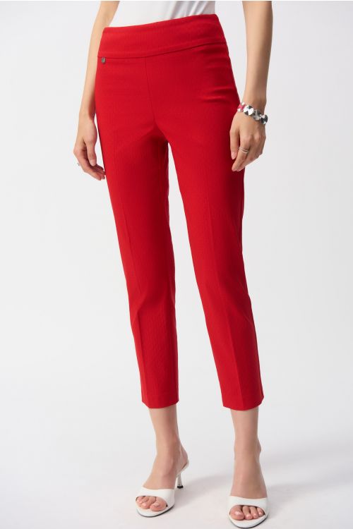 Joseph Ribkoff Radiant Red Textured Crop Pull-On Pants Style 251256