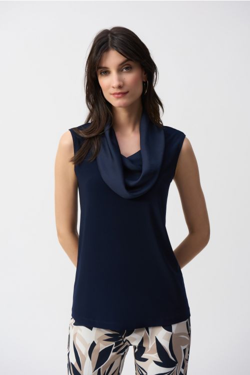 Joseph Ribkoff Midnight Blue Cowl Neck Sleeveless Top Style 251276