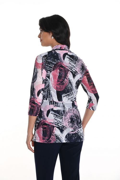 Frank Lyman Navy/Pink 3/4 Sleeve Cover Up Style 256350