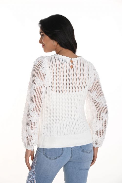 Frank Lyman Off-White Knit Sweater Top Style 256721U